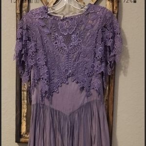 WOW Vintage Jessica McClintock Dress Lavender Lace Corset Front